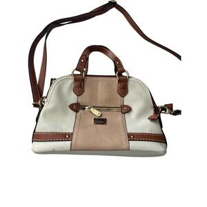 Born Concept Women's Hip Multi Pocket White Leather Casual Shoulder Satchel Bag